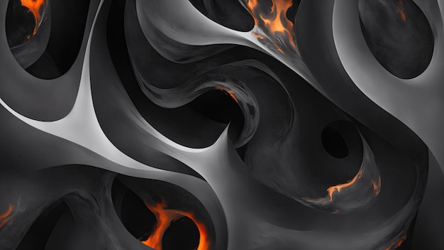 Abstract Gray patterns burn in fiery flames