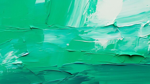 Abstract green acrylic paint background texture of brush strokes