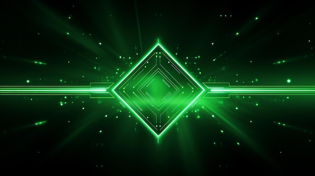 Abstract green arrow glowing with lighting technology