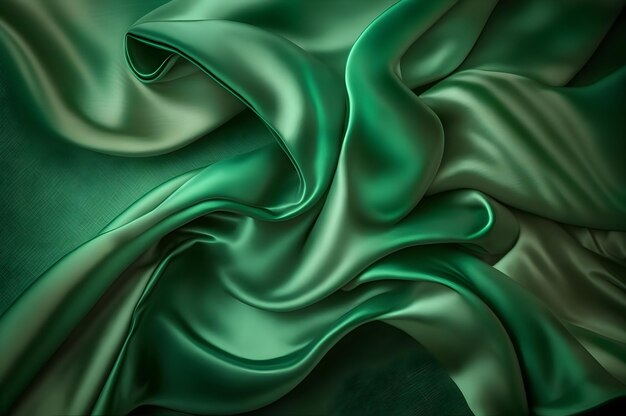 Abstract green background Fabric background made of silk satin