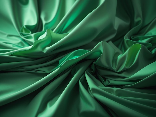 Abstract Green Background Layers Silk Flowing Textured Depth Design Artistic Natural Orga