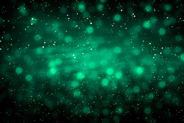 Photo abstract green background with bokeh defocused lights and stars