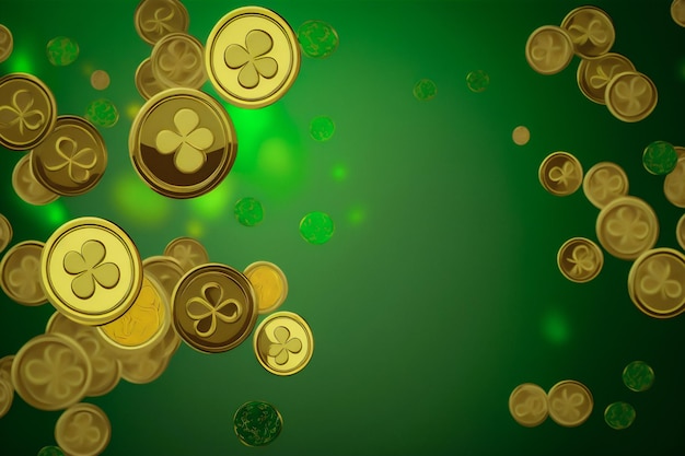 Abstract green background with coins St Patrick's Day