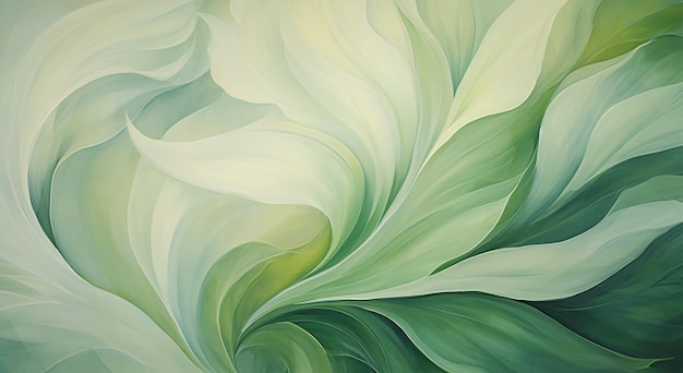 abstract green background with smooth lines and curves in watercolor style