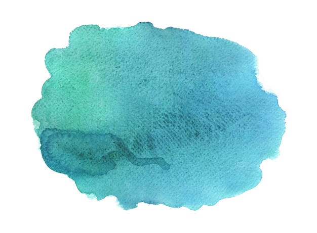 Abstract green and blue watercolor on white