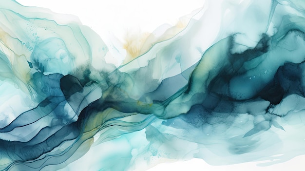 Abstract green blue and white watercolor background