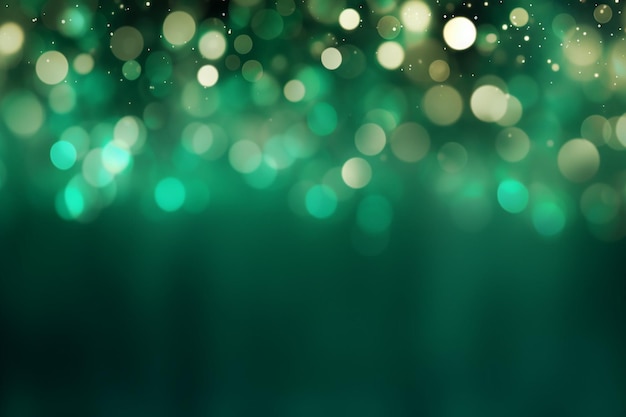 Photo abstract green christmas background with bokeh lights