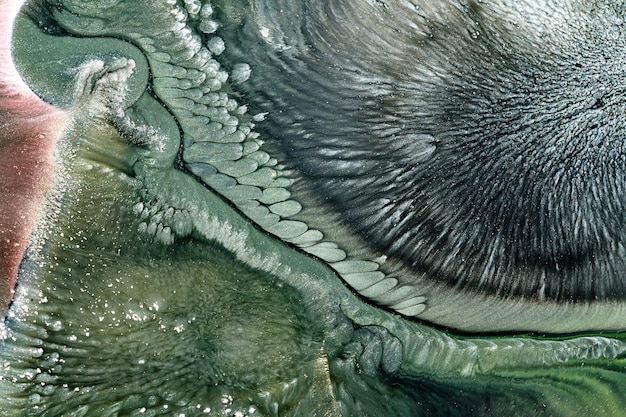 抽象的な緑の色の背景色とりどりの流体アート波飛沫しみ水の下でアクリル アルコール インク塗料