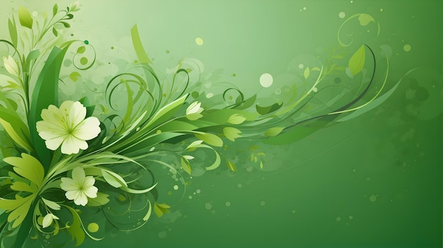 Abstract green color background on simple floral design wallpaper