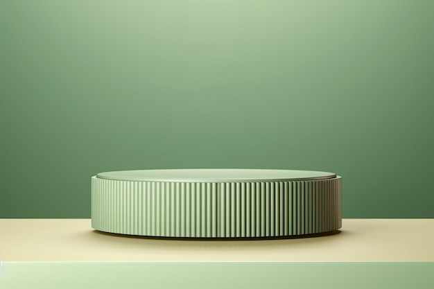 Abstract green cylinder podium with pastel backdrop