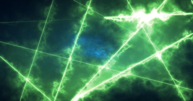 Abstract green energy lines magical glowing background