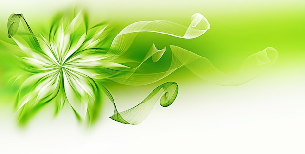 Abstract green flower on white background