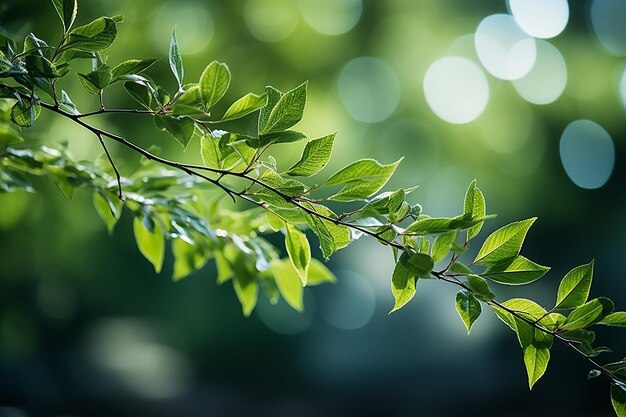 写真 抽象的な緑の葉とジャングルの木々が日光でぼかします