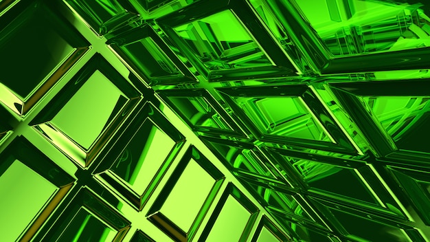 Abstract green glass background 3d rendering