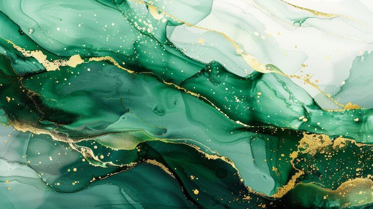 Photo an abstract green and gold fluid art background that captivates with its vibrant colors