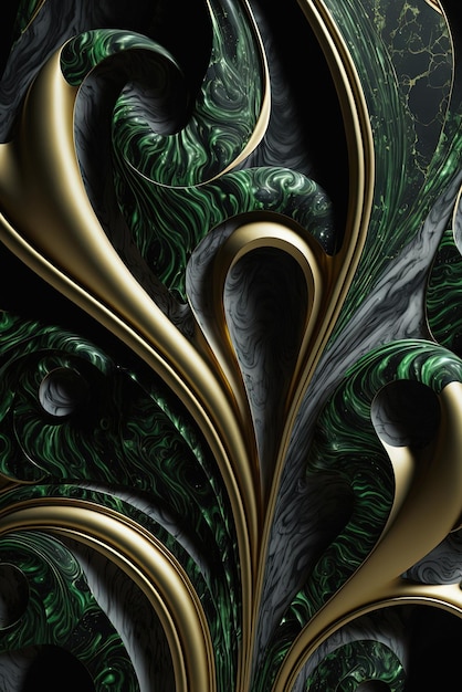 Abstract green and gold luxury background AI