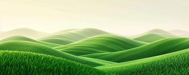 abstract green grass field layered and textured creating an illusion of depth set against a clean