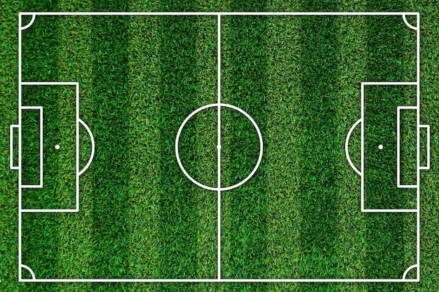 Abstract green grass football field of artificial grass background textureSoccer Playing field of football betting and competition White lines that delimit the areasFootball field Top view