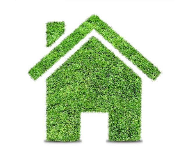 Абстрактная икона дома с зеленой травой