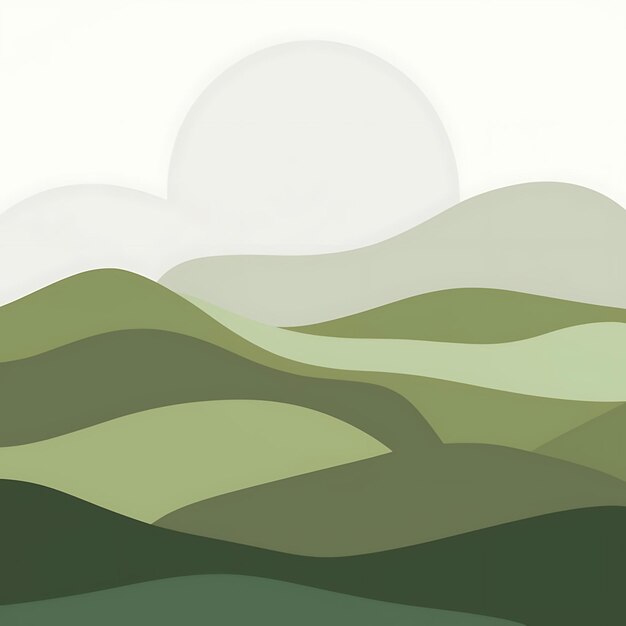 Photo abstract green landscape wallpaper background illustration design with hills and mountains