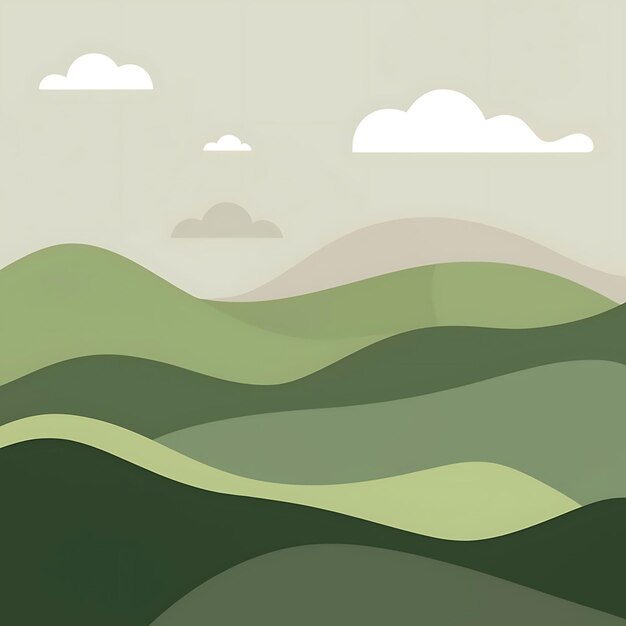 Photo abstract green landscape wallpaper background illustration design with hills and mountains