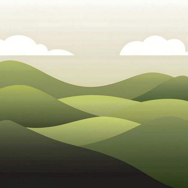 언덕과 산을 가진 추상적인 녹색 풍경 벽지 배경 일러스트레이션 디자인