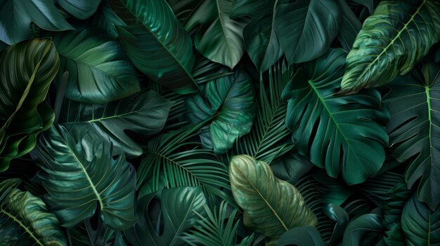 abstract green leaf texture nature background tropical leaf