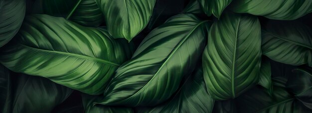 Abstract green leaf texture with nature background tropical leaf Generative AI