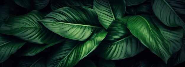 Abstract green leaf texture with nature background tropical leaf Generative AI