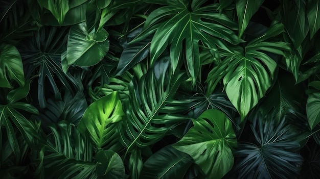 Abstract green leaves and tropical leaf texture background