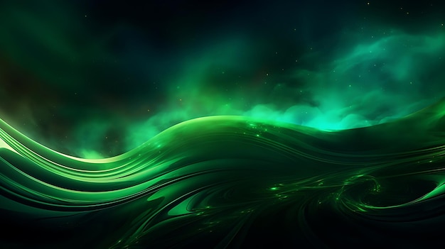 Photo abstract green luxury wave background with light effect