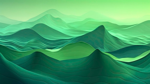 Abstract Green Mountain Landscape Wallpaper Background