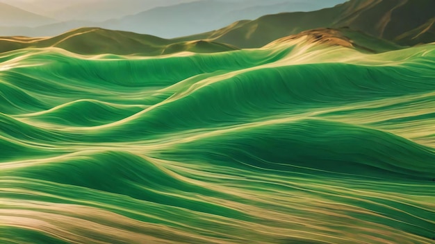 Photo abstract green smooth wave lines