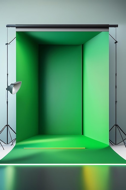 Abstract green studio background for product presentation Wall with shadows of window