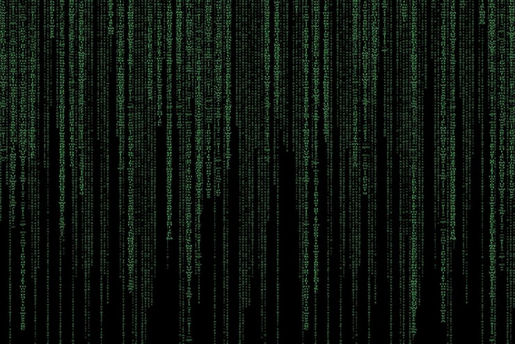 Photo abstract green technology background binary computer code programming coding hacker concept
