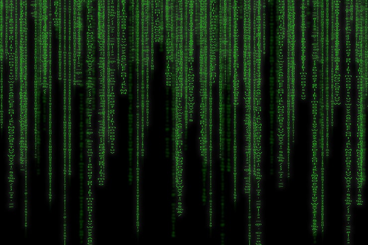 Photo abstract green technology binary background binary computer code programming hacker concept