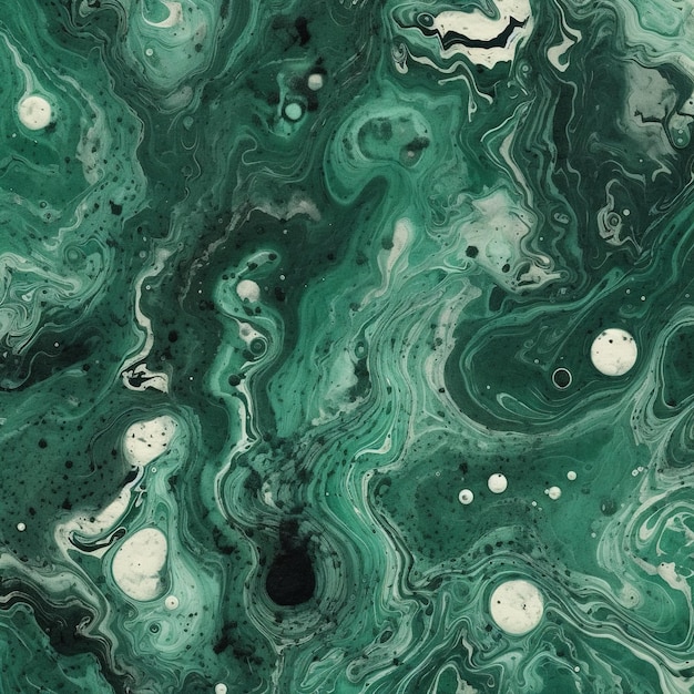 Abstract green tones ink splashes background