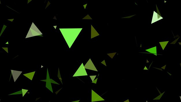 Abstract green triangles animated on a black background