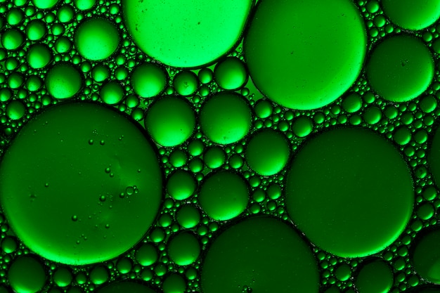 Photo abstract green water bubbles background. green water drops background