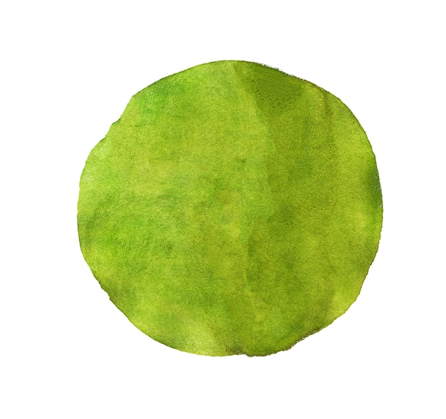 Abstract green watercolor painted circle isolated on white background