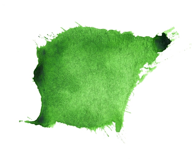 Абстрактный зеленый акварель всплеск, изолированные на белом фоне