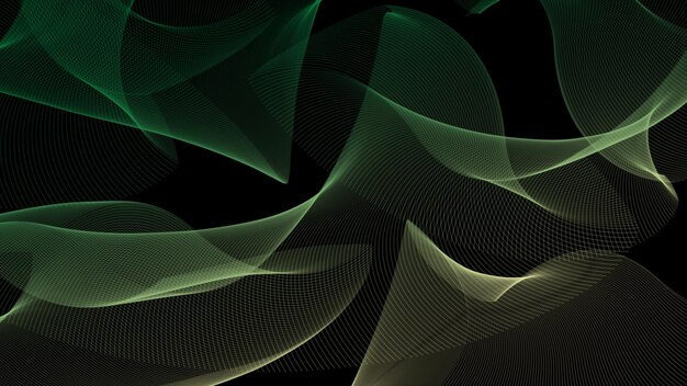 Abstract Green Wave Motion on Black Background