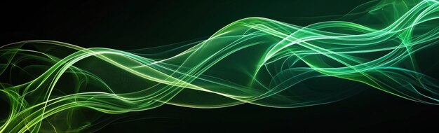 Abstract Green Waves on Dark Background