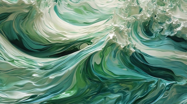 Abstract Green and White Wave