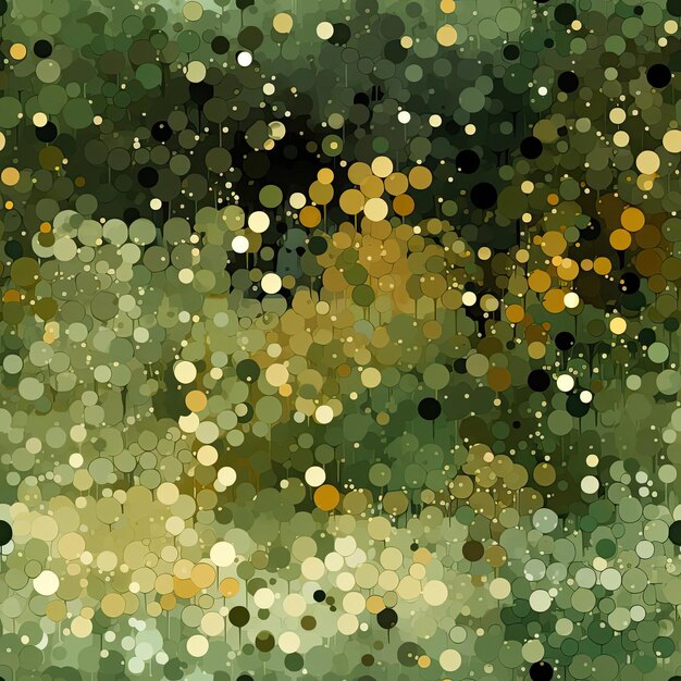 Abstract green and yellow background with gold dots tiled