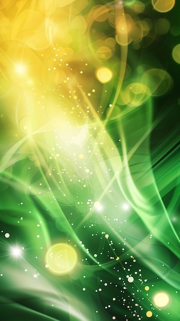 Photo abstract green and yellow background with lights