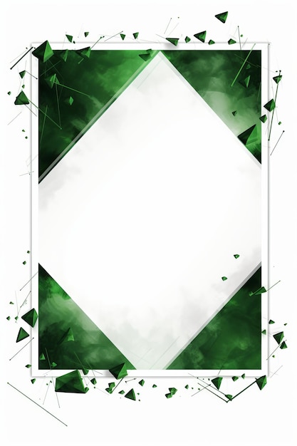 Foto abstract groen kader met driehoeken op een witte achtergrond