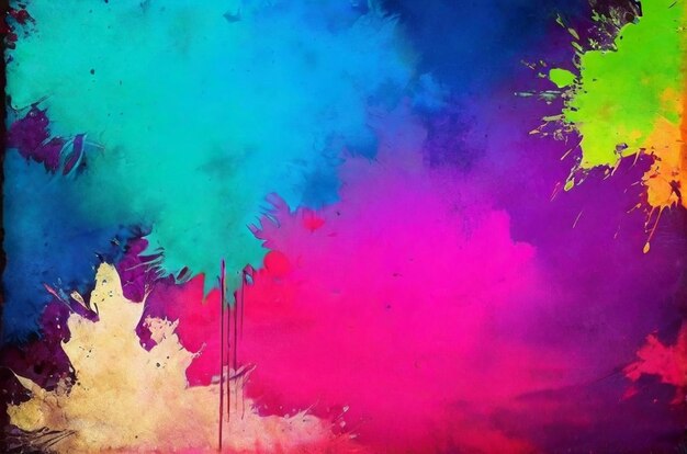 Abstract grunge background with colourful paint splashes