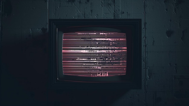 Абстрактный гранжный фон с случайным пиксельным шумом Темный ретро-экран VHS мерцающий Генеративный Ай
