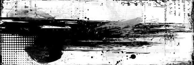 Abstract grunge black and white background creative paint stain banner